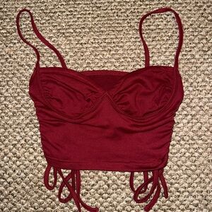 Dark Red Strappy Crop Top